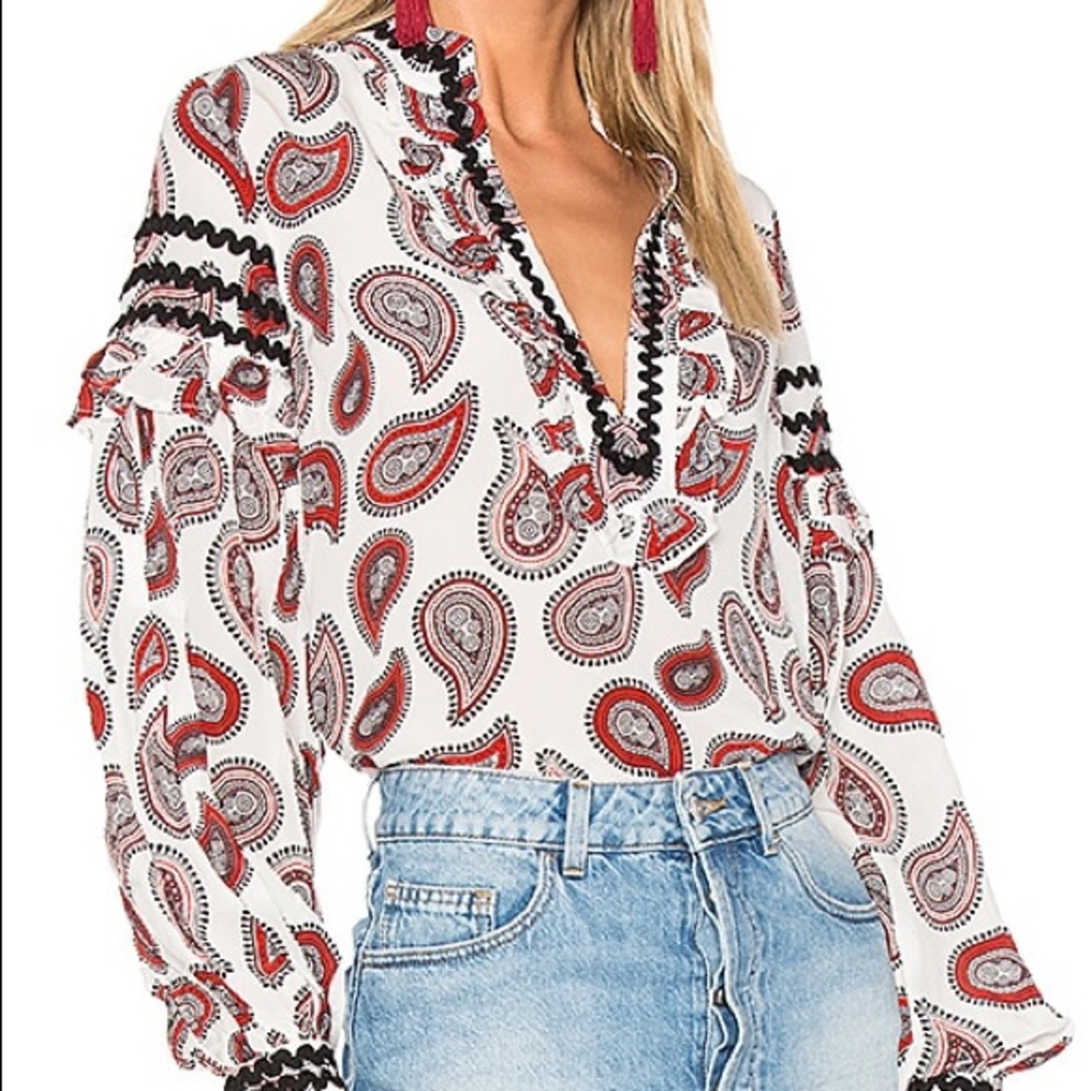 Dodo bar or white paisley peasant boho bill shirt